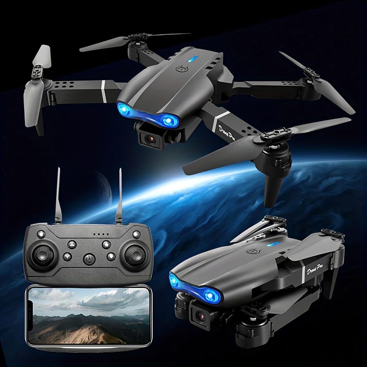 E99 HD Smart Drone with Dual Camera & Obstacle Avoidance | درون E99 HD الذكي بكاميرتين وتقنية تجنب العوائق**