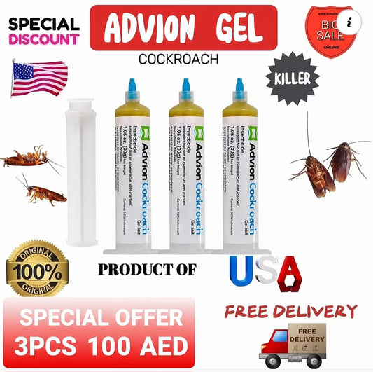 Advion Buy 2 & Get 1 Free Total 3PCS Cockroach Gel Bait Indoor & Outdoor Use Major Cockroach Species 30g